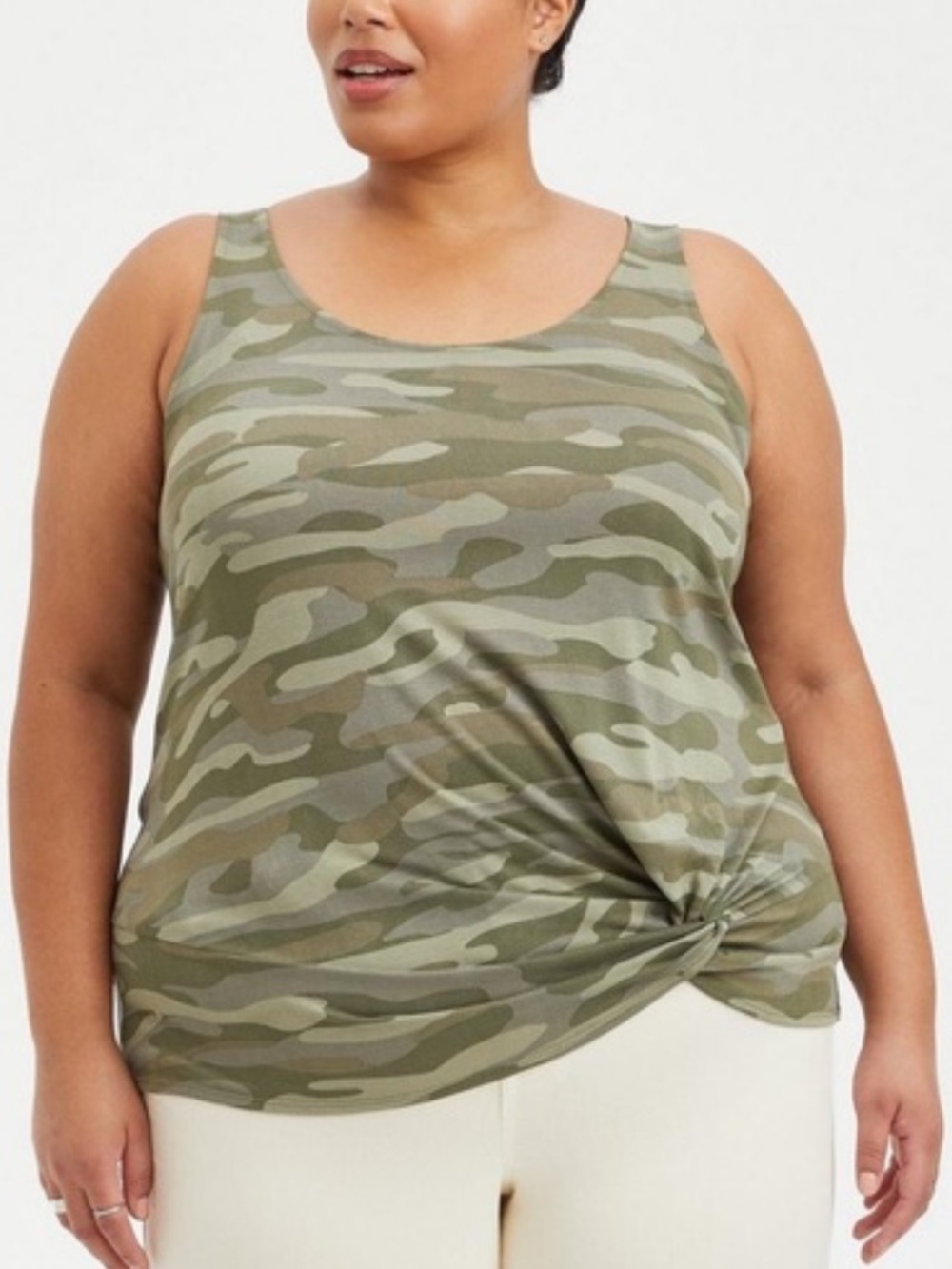 Torrid Green Camp Front Knot Tank Top